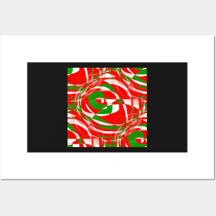 Red, green and white Posters and Art